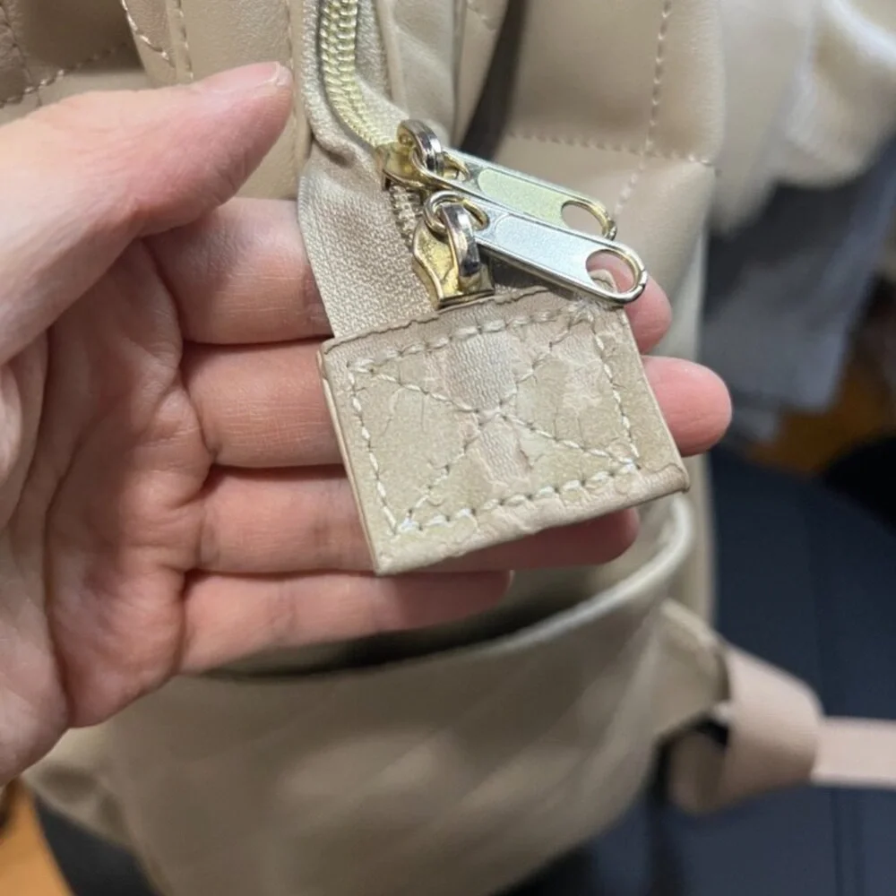 Anello Quilted Cream Backpack Tote - Cream